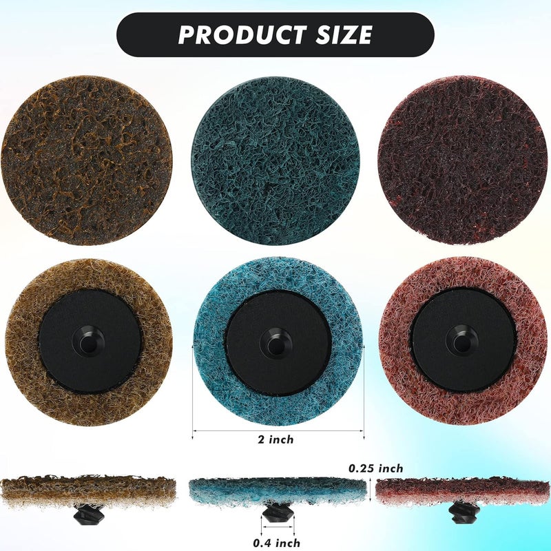 Macarrie 150 Pcs 2 Inch Surface Conditioning Sanding Discs Quick Change Fine Medium Coarse Sanding Pads Die Grinder Accessories for Surface Strip Grind Polish Burr Finish(Aluminum Oxide) - Image 2